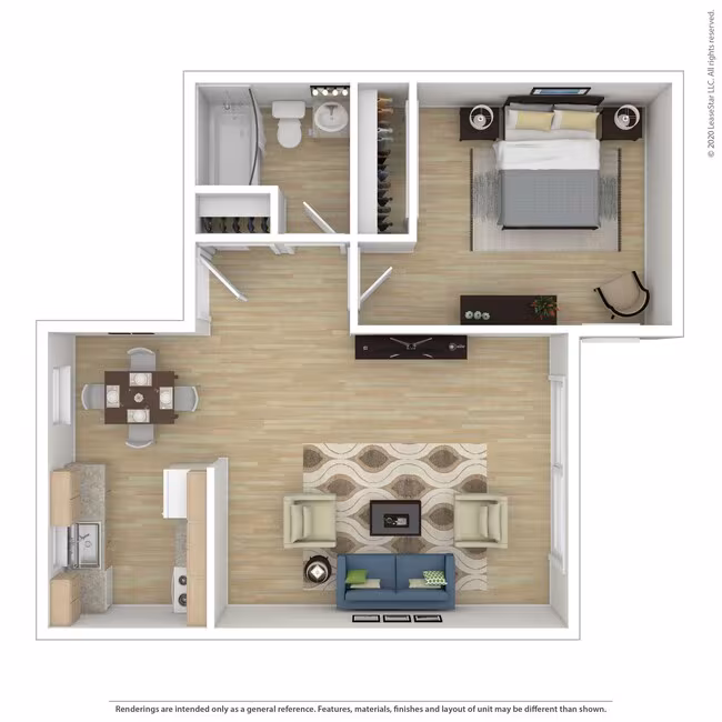 One Bedroom 57 floor plan